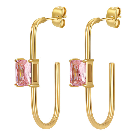 Earrings, 18K Gold Plated Steel
