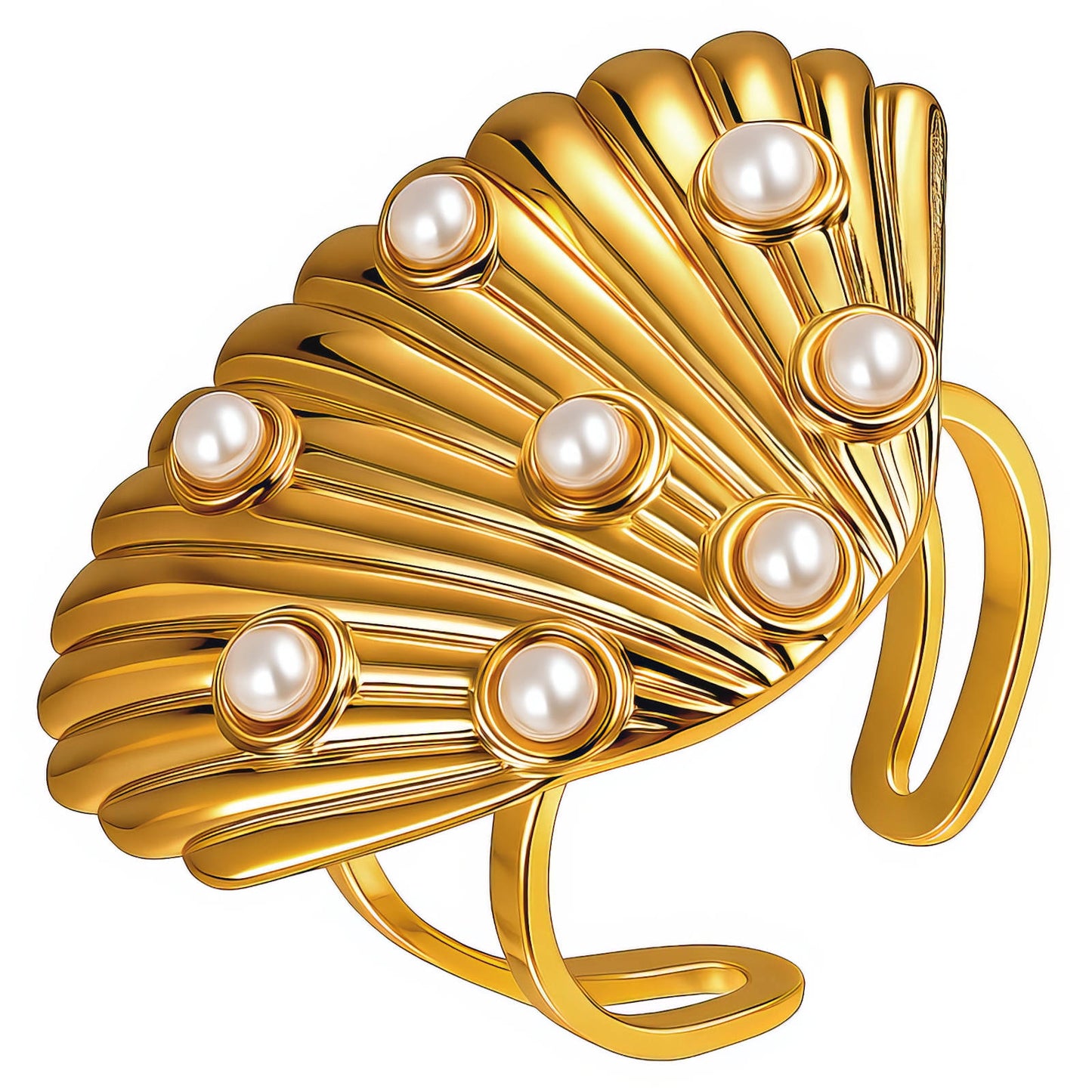 Seashell Ring, 18K Gold Plated Steel