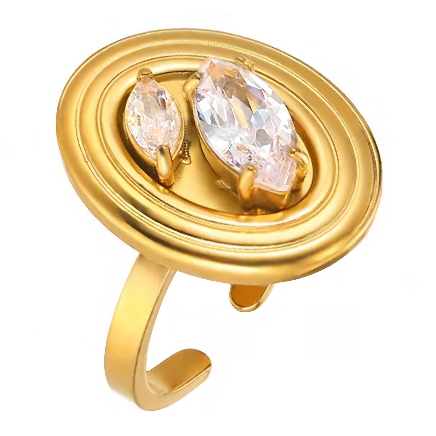 Ring, 18K Gold Plated Steel