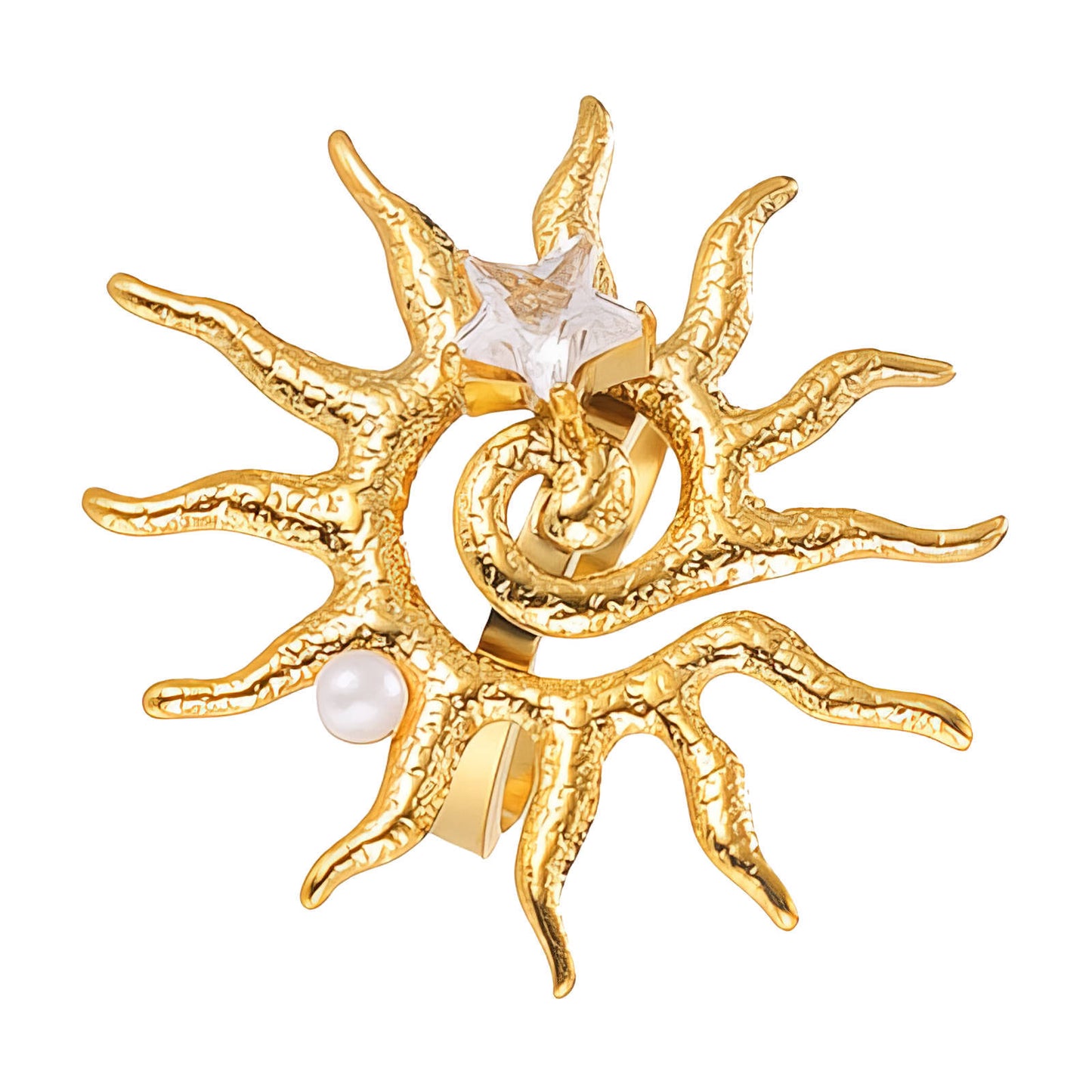 Sun Ring, 18K Gold Plated Steel