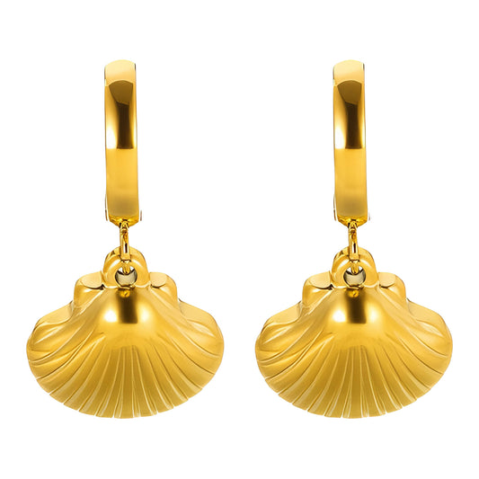 Seashells Earrings, 18K Gold Plated Steel