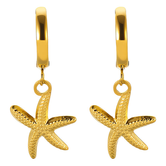 Starfishes Earrings, 18K Gold Plated Steel
