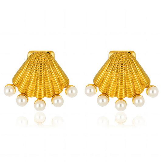 Seashells Earrings, 18K Gold Plated Steel