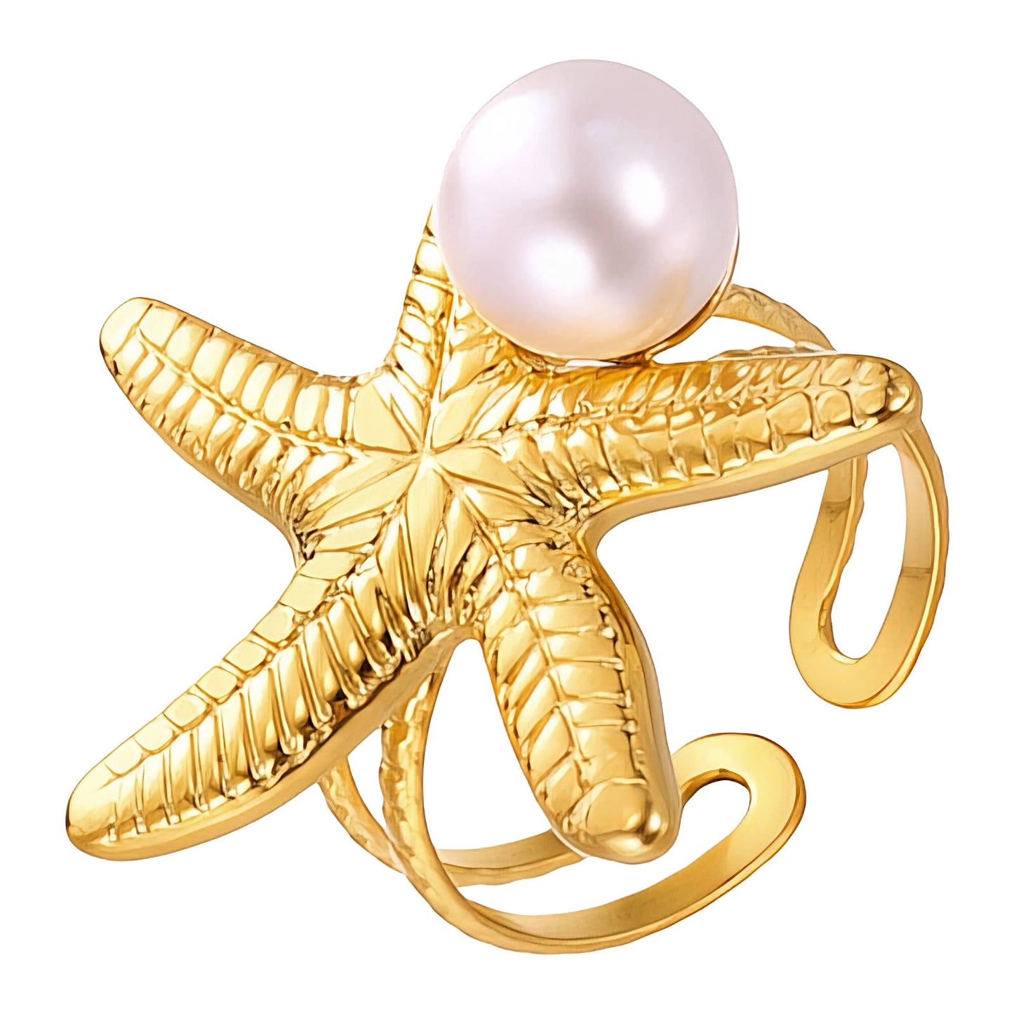 Starfish Ring, 18K Gold Plated Steel