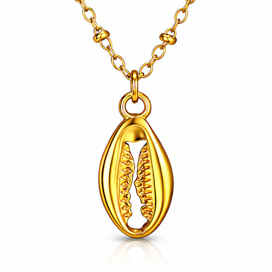 Seashell Necklace, 18K Gold Plated Steel
