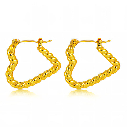 Hearts Earrings, 18K Gold Plated Steel