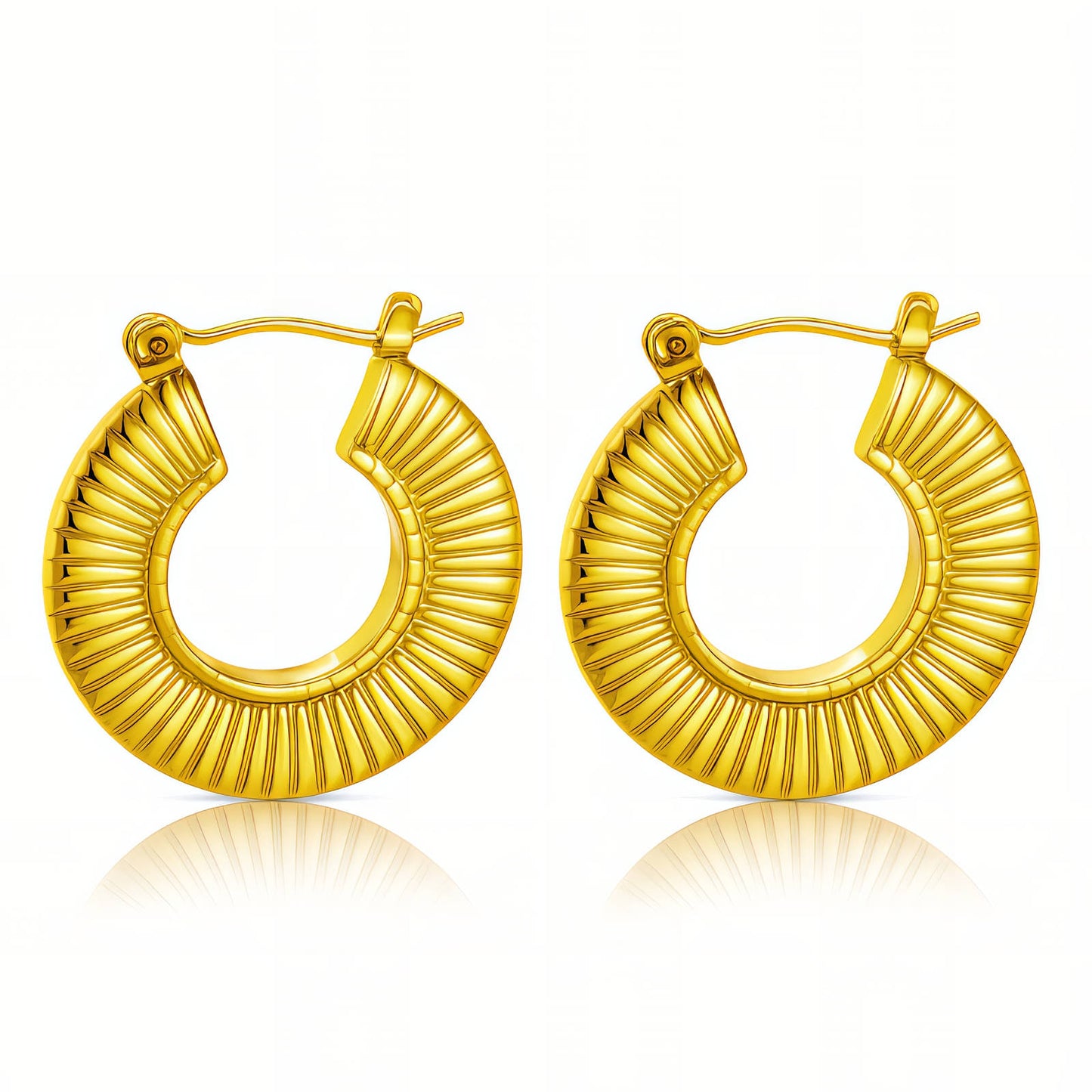 Earrings, 18K Gold Plated Steel