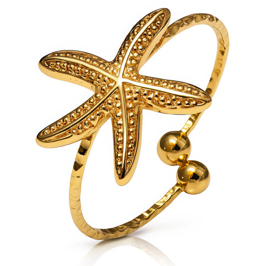 Starfish Ring, 18K Gold Plated Steel