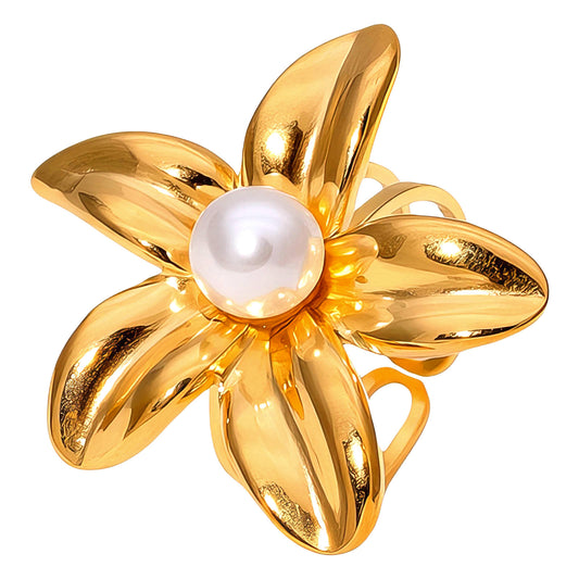 Flower Ring, 18K Gold Plated Steel