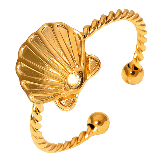 Seashell Ring, 18K Gold Plated Steel