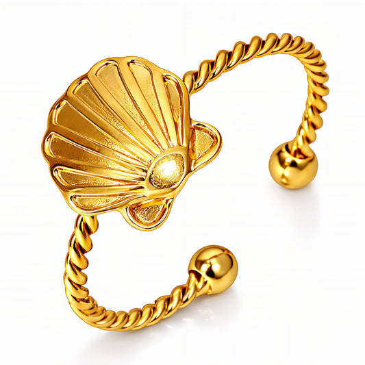 Seashell Ring, 18K Gold Plated Steel