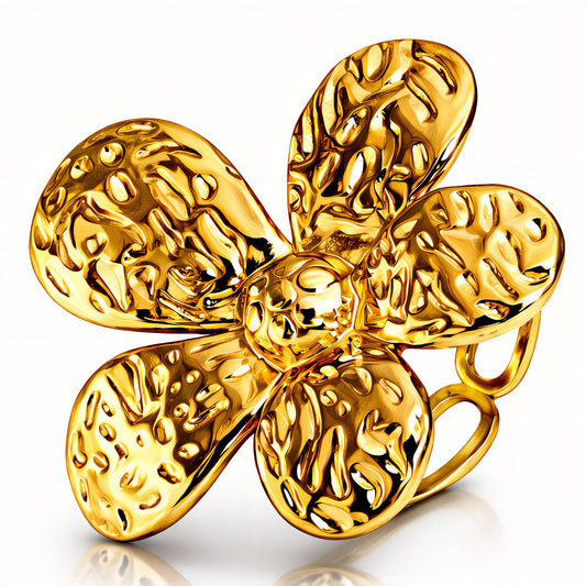 Flower Ring, 18K Gold Plated Steel
