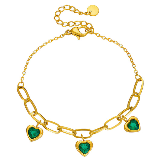 Hearts Bracelet, 18K Gold Plated Steel