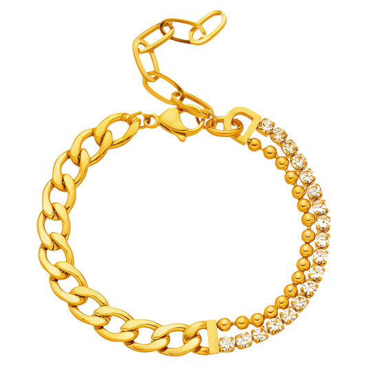 Bracelet, 18K Gold Plated Steel