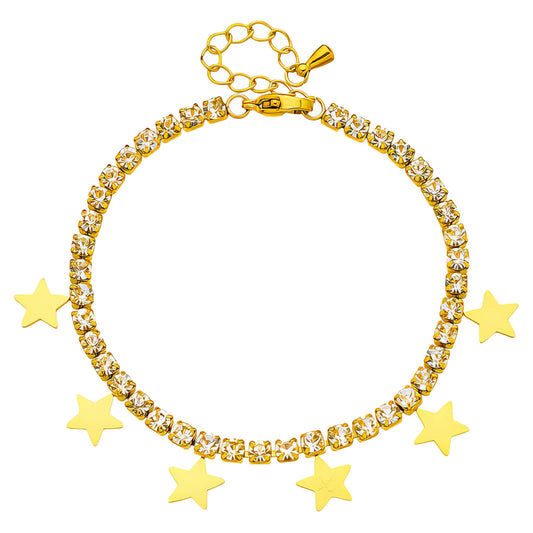 Stars Bracelet, 18K Gold Plated Steel