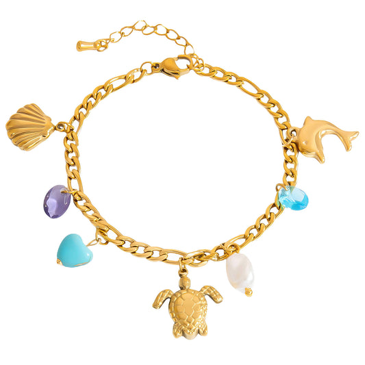 Turtle Bracelet, 18K Gold Plated Steel