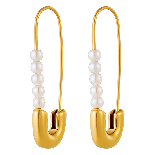 Earrings, 18K Gold Plated Steel