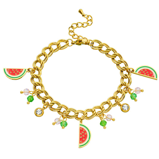 Watermelon Bracelet, 18K Gold Plated Steel
