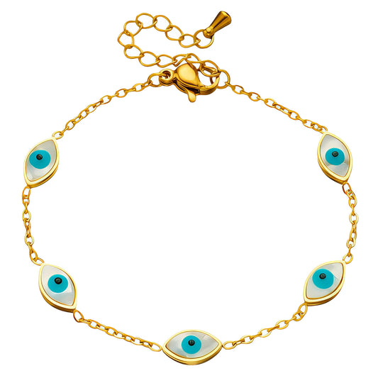 Evil Eyes Bracelet, 18K Gold Plated Steel