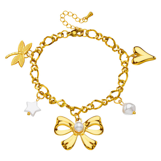 Bow Bracelet, 18K Gold Plated Steel