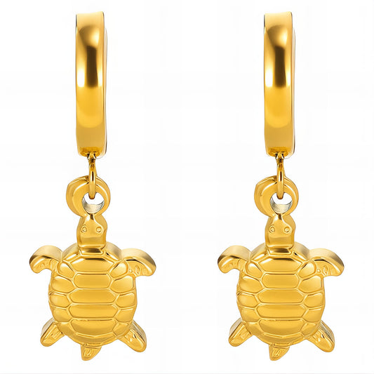 Turtles Earrings, 18K Gold Plated Steel