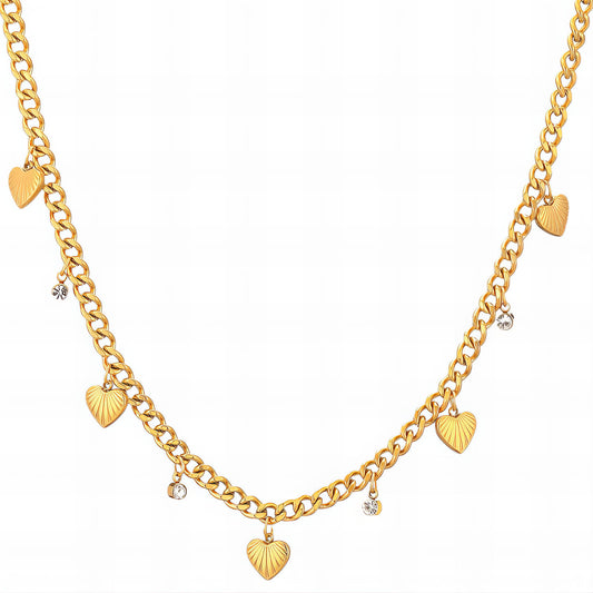 Hearts Necklace, 18K Gold Plated Steel