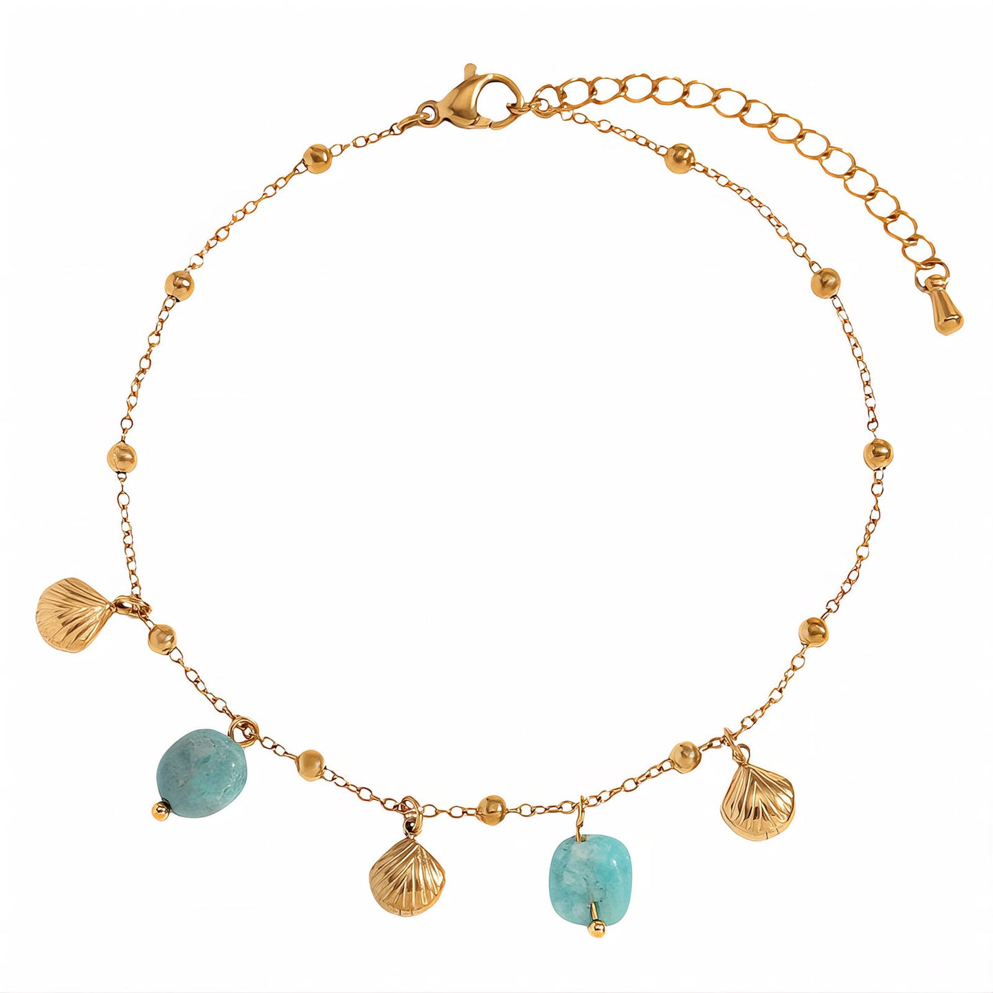 Seashells Anklet, 18K Gold Plated Steel
