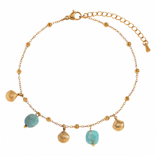 Seashells Anklet, 18K Gold Plated Steel