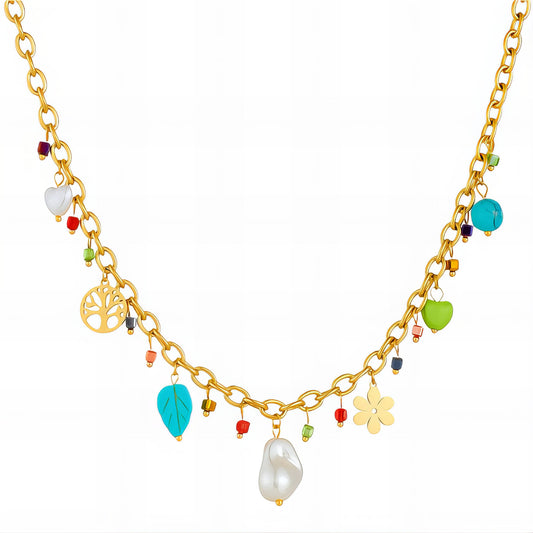 Necklace, 18K Gold Plated Steel