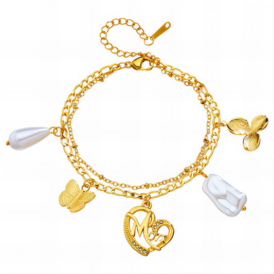Heart Bracelet, 18K Gold Plated Steel