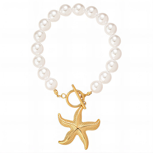 Starfish Bracelet, 18K Gold Plated Steel
