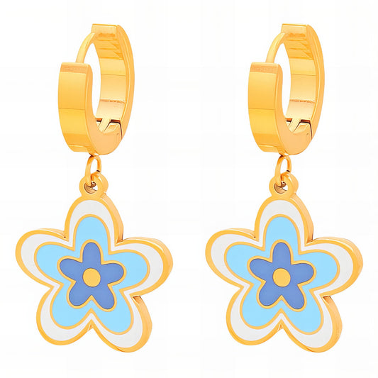 Flowers Earrings, 18K Gold Plated Steel