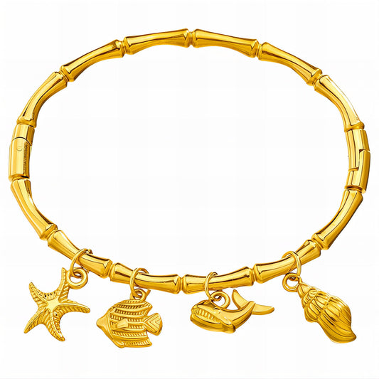 Fish Bracelet, 18K Gold Plated Steel