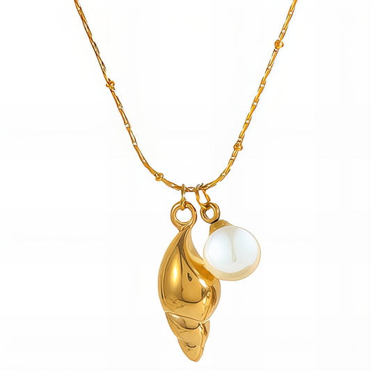 Seashell Necklace, 18K Gold Plated Steel