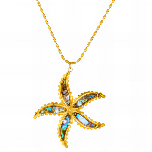 Flower Necklace, 18K Gold Plated Steel