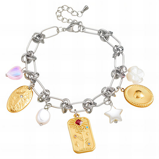 Flowers Bracelet, 18K Gold Plated Steel