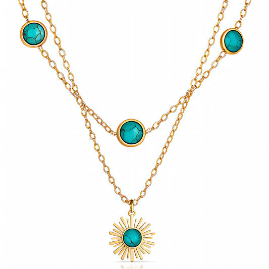 Sun Necklace, 18K Gold Plated Steel