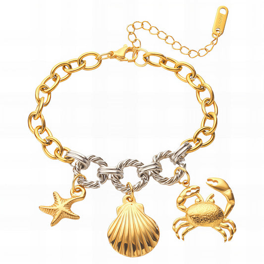 Seashell Bracelet, 18K Gold Plated Steel