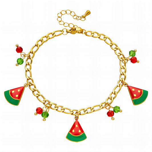 watermelon Bracelet, 18K Gold Plated Steel