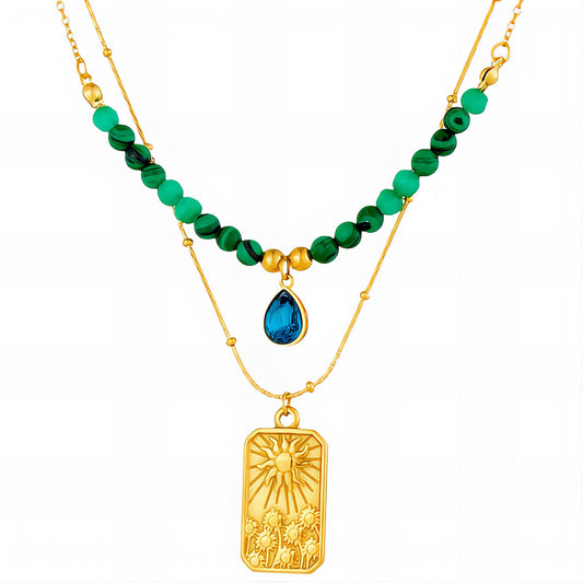 Sun Necklace, 18K Gold Plated Steel