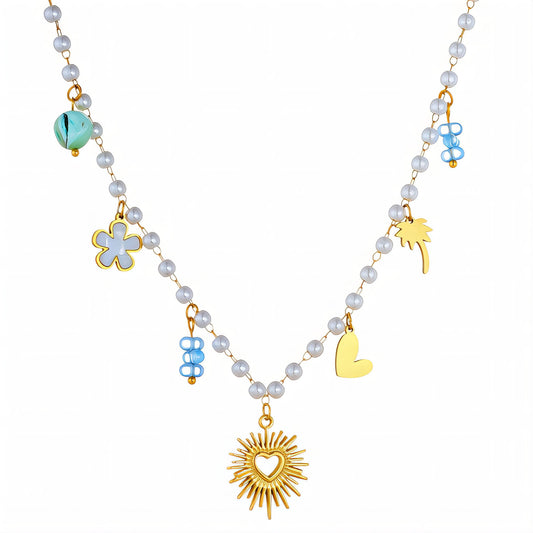 Hearts Necklace, 18K Gold Plated Steel