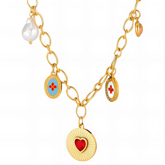 Heart Necklace, 18K Gold Plated Steel