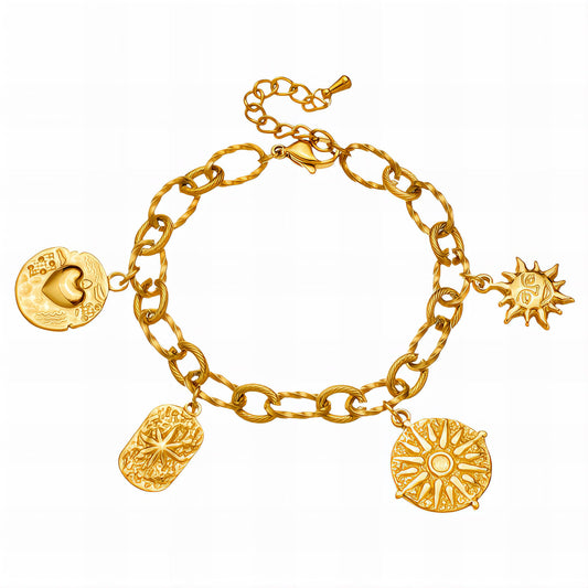 Suns Bracelet, 18K Gold Plated Steel