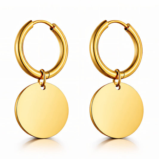 Earrings, 18K Gold Plated Steel