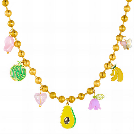 Necklace, 18K Gold Plated Steel