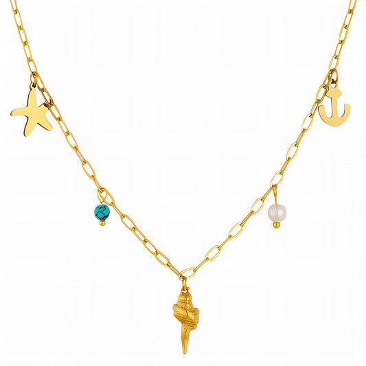 Seashell Necklace, 18K Gold Plated Steel