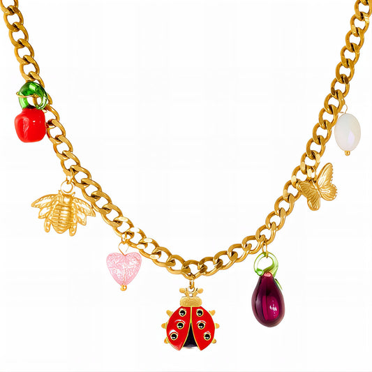 Necklace, 18K Gold Plated Steel