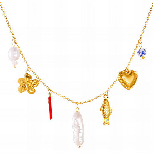 Necklace, 18K Gold Plated Steel