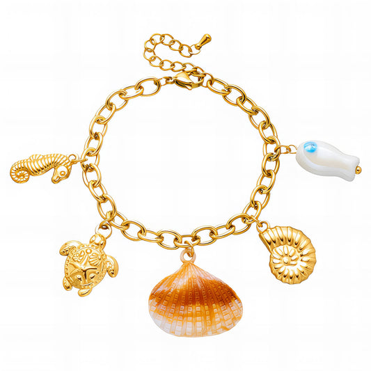 Seashells Bracelet, 18K Gold Plated Steel