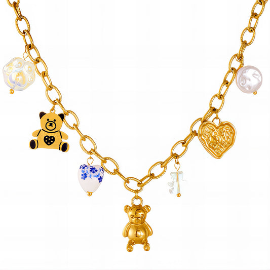 Necklace, 18K Gold Plated Steel